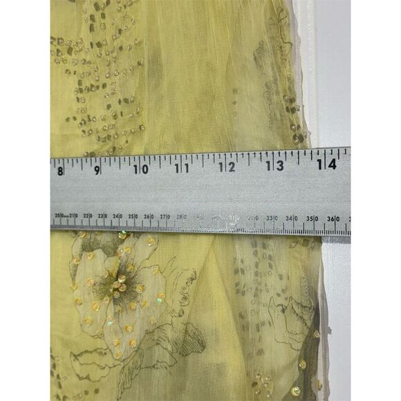 Misomiso Yellow Sheer Beaded Floral Top L 100% Silk Fairycore Romantic NWT - Picture 5 of 11